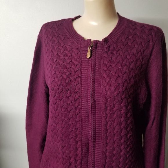 Charter Club Sweater Purple Knit Cardigan Tunic medium M cottagecore long Sleeve - Picture 3 of 10